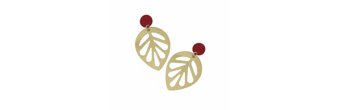 Dummy jali embossed cut red brass coated stud ear ring Dummy jali embossed cut red brass coated stud ear ring